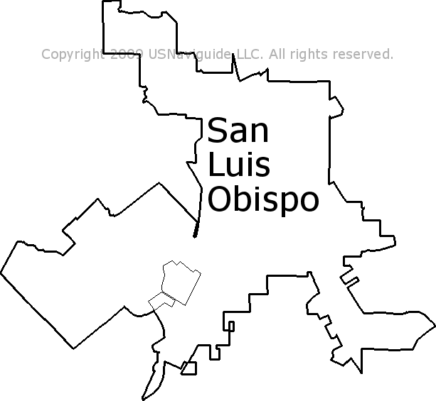 San Luis Obispo California Zip Code Boundary Map Ca