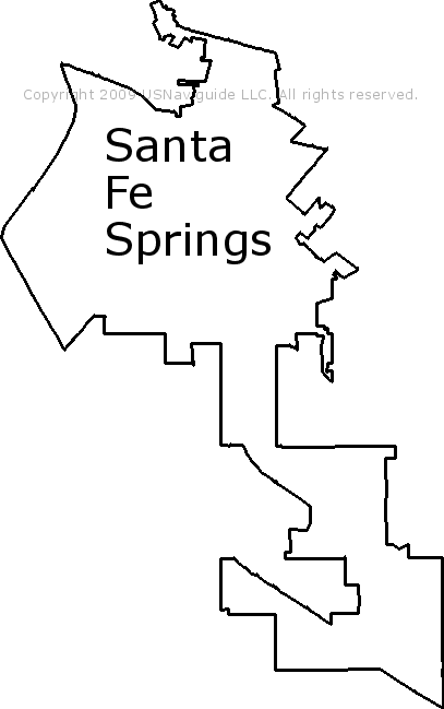 Santa Fe Springs Zip Code Map Santa Fe Springs, California Zip Code Boundary Map (CA)