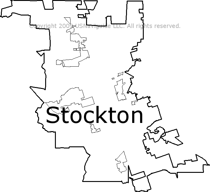 Stockton Zip Code Map California Stockton, California Zip Code Boundary Map (CA)