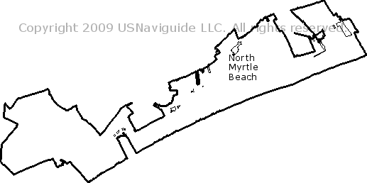 City Limits Of Myrtle Beach North Myrtle Beach, South Carolina Zip Code Boundary Map (Sc)