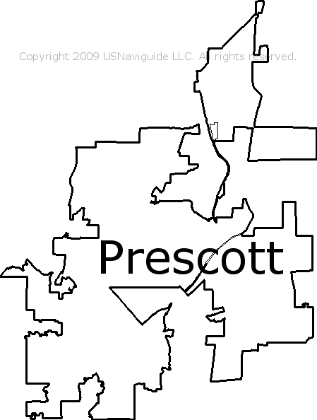Prescott Arizona Zip Code Boundary Map Az