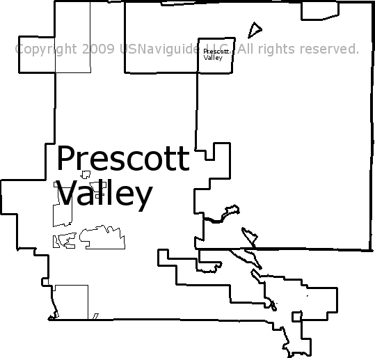 Prescott Valley Arizona Zip Code Boundary Map Az