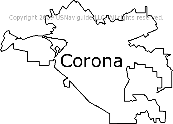 Corona California Zip Code Boundary Map Ca