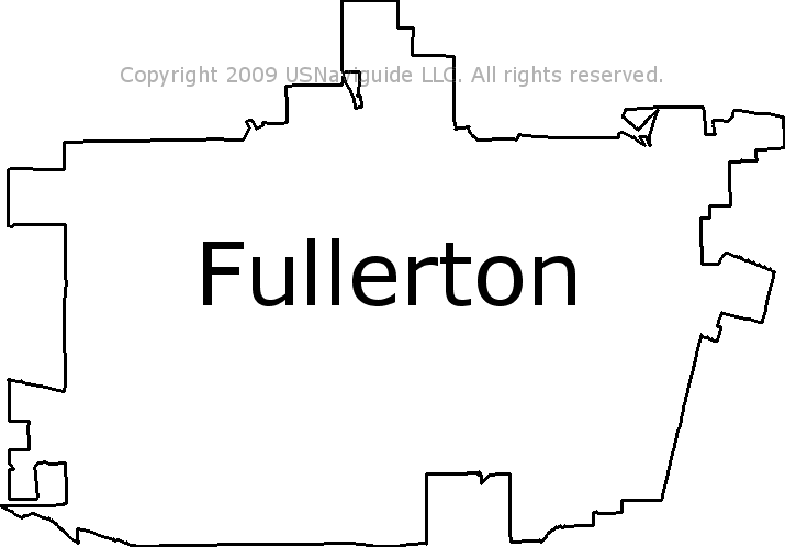 Fullerton California Zip Code Boundary Map Ca