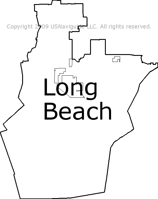 Long Beach California Zip Code Boundary Map Ca