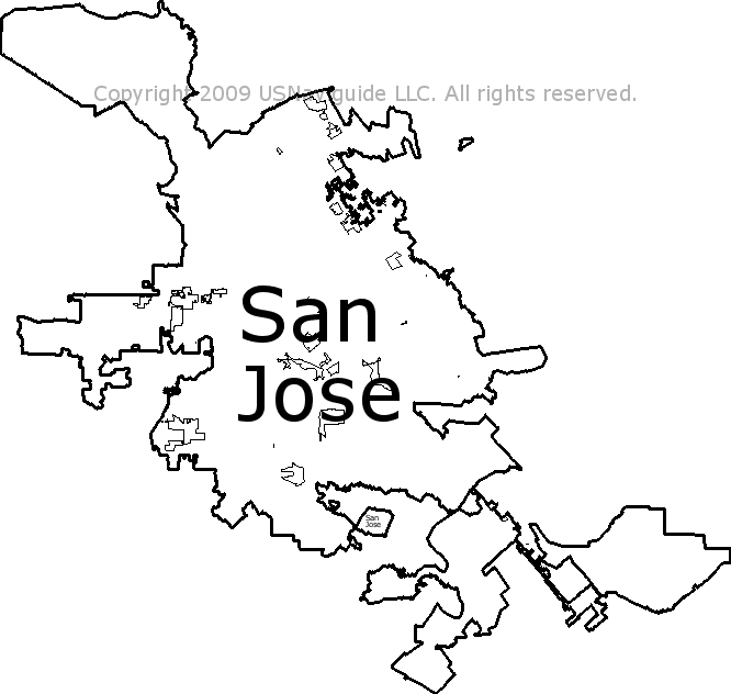 San Jose California Zip Code Boundary Map Ca