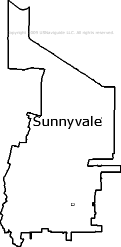 Sunnyvale California Zip Code Boundary Map Ca