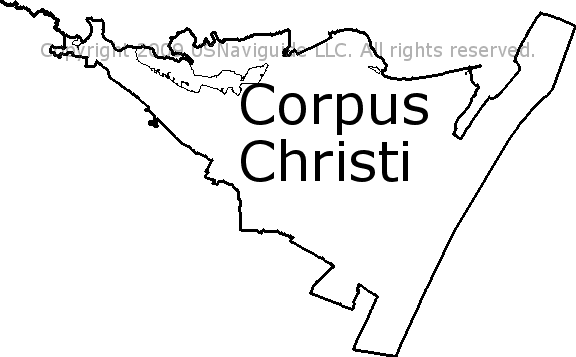 Corpus Christi Texas Zip Code Boundary Map Tx