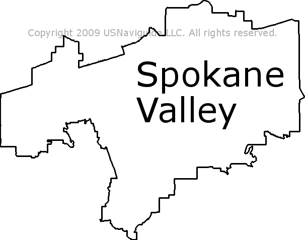 Spokane Valley Washington Zip Code Boundary Map Wa