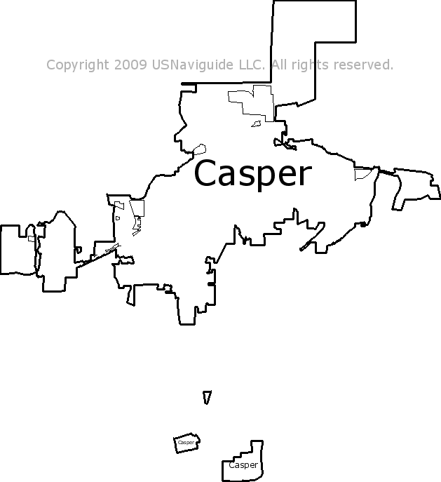 Casper Wyoming Zip Code Boundary Map Wy